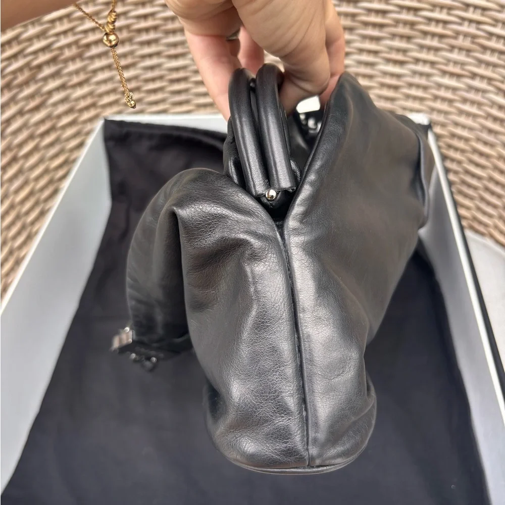 Authentic CHANEL RARE black mini rock & chain silver hardware bag